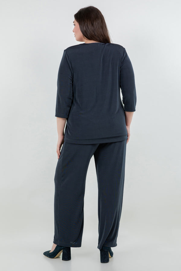 Vikki Vi Classic Graphite 3/4 Sleeve Cardigan