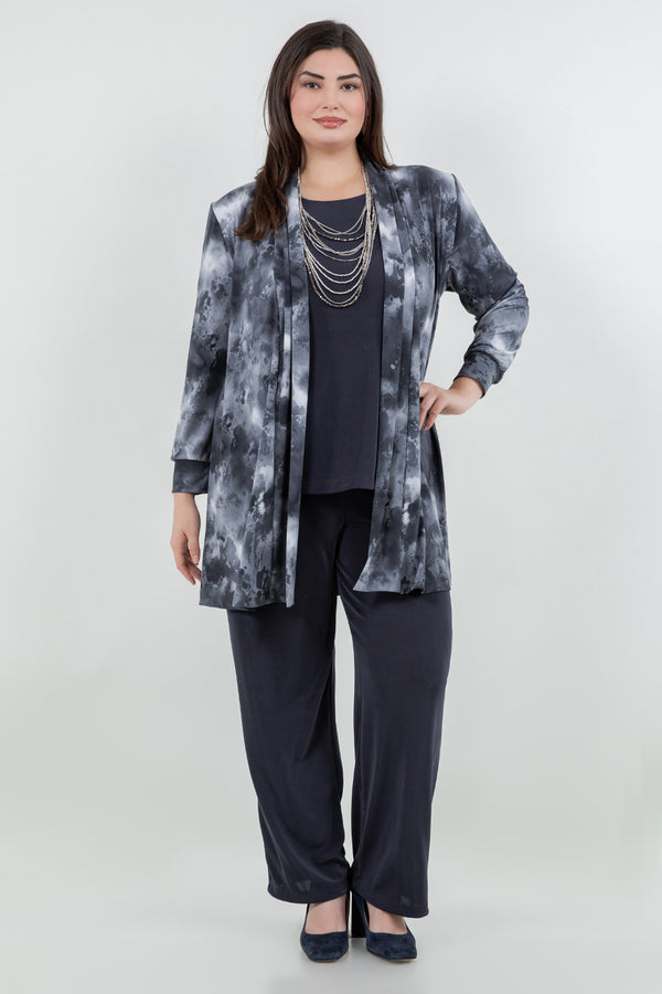 Vikki Vi Jersey Silver Mist Long Kimono Jacket