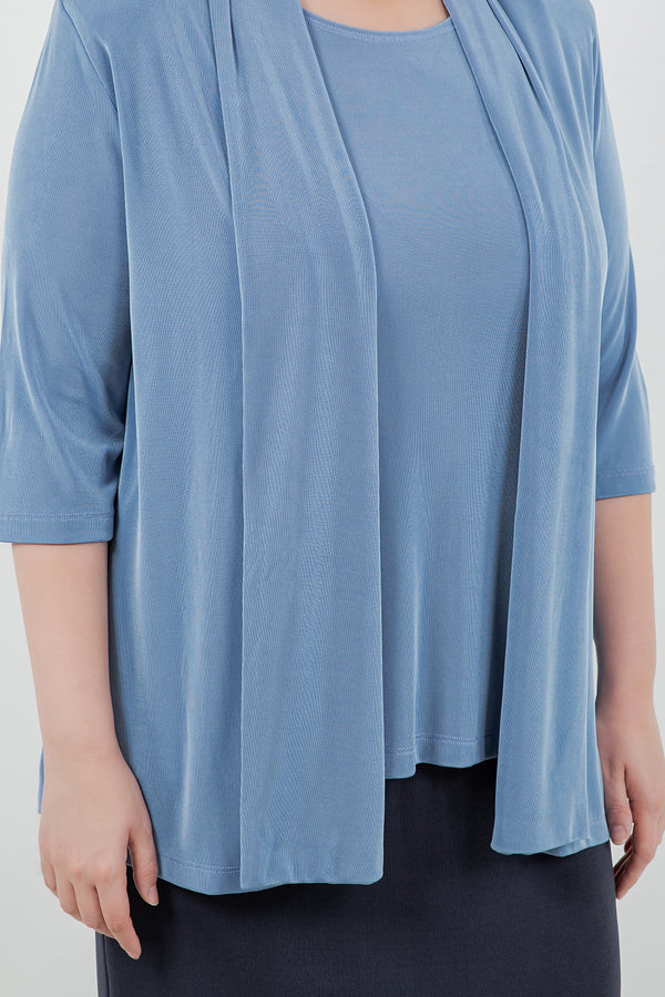 Vikki Vi Classic Powder Blue 3/4 Sleeve Kimono Jacket