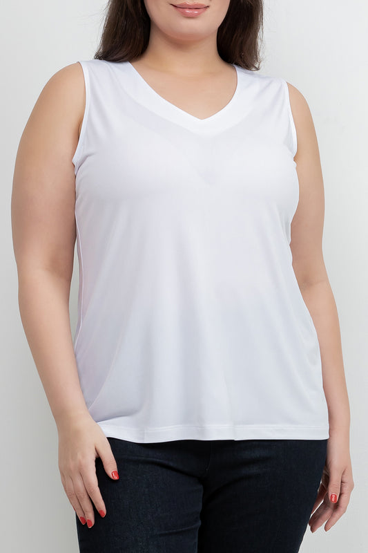 Tops Vikki Vi Jersey White V-Neck Tank