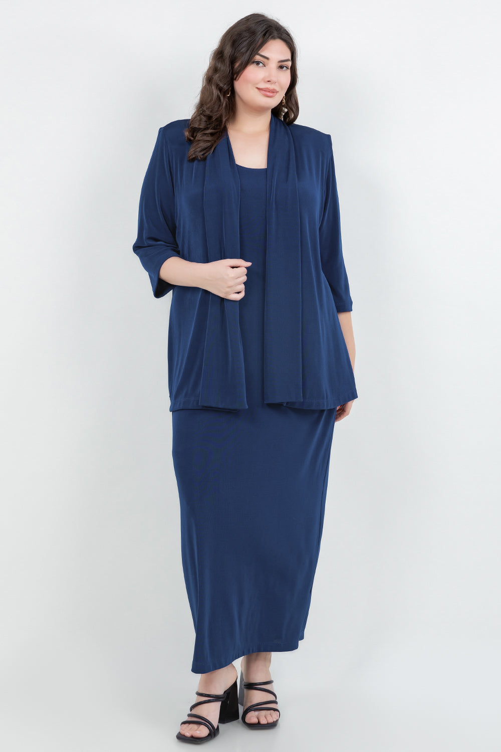 Jackets Vikki Vi Classic French Blue 3/4 Sleeve Kimono Jacket