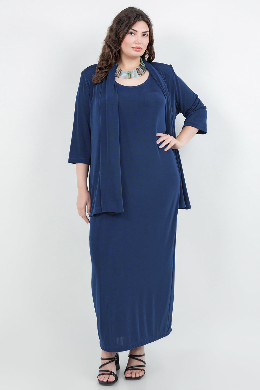 Jackets Vikki Vi Classic French Blue 3/4 Sleeve Kimono Jacket
