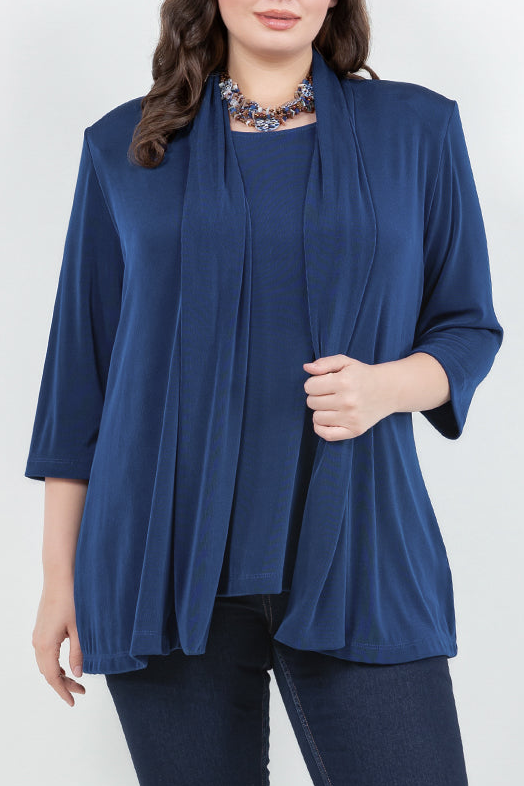 Jackets Vikki Vi Classic French Blue 3/4 Sleeve Kimono Jacket