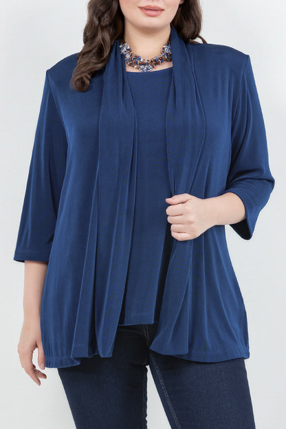 Jackets Vikki Vi Classic French Blue 3/4 Sleeve Kimono Jacket