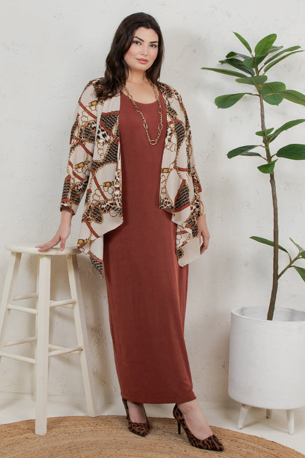 Vikki Vi Gold Chain Leopard Swing Cardigan