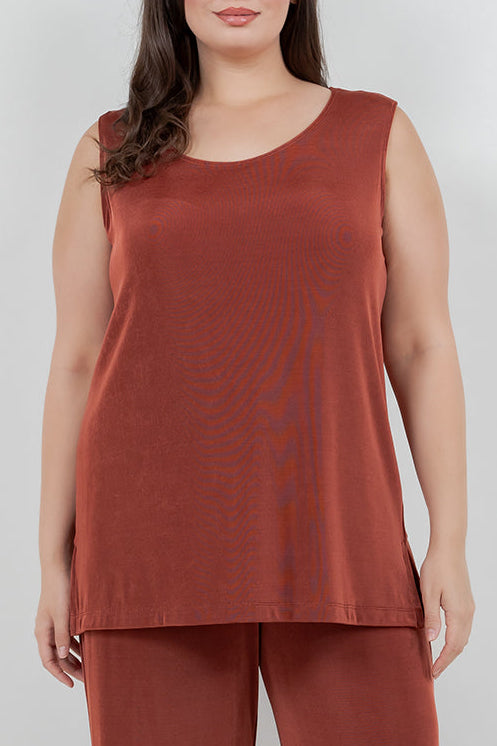 Tops Vikki Vi Classic Cinnamon Sleeveless Tunic