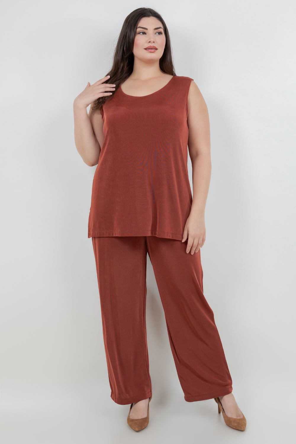 Tops Vikki Vi Classic Cinnamon Sleeveless Tunic