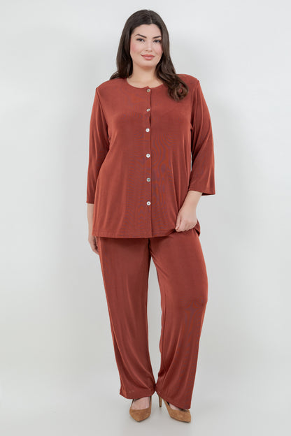 Jackets Vikki Vi Classic Cinnamon 3/4 Sleeve Cardigan
