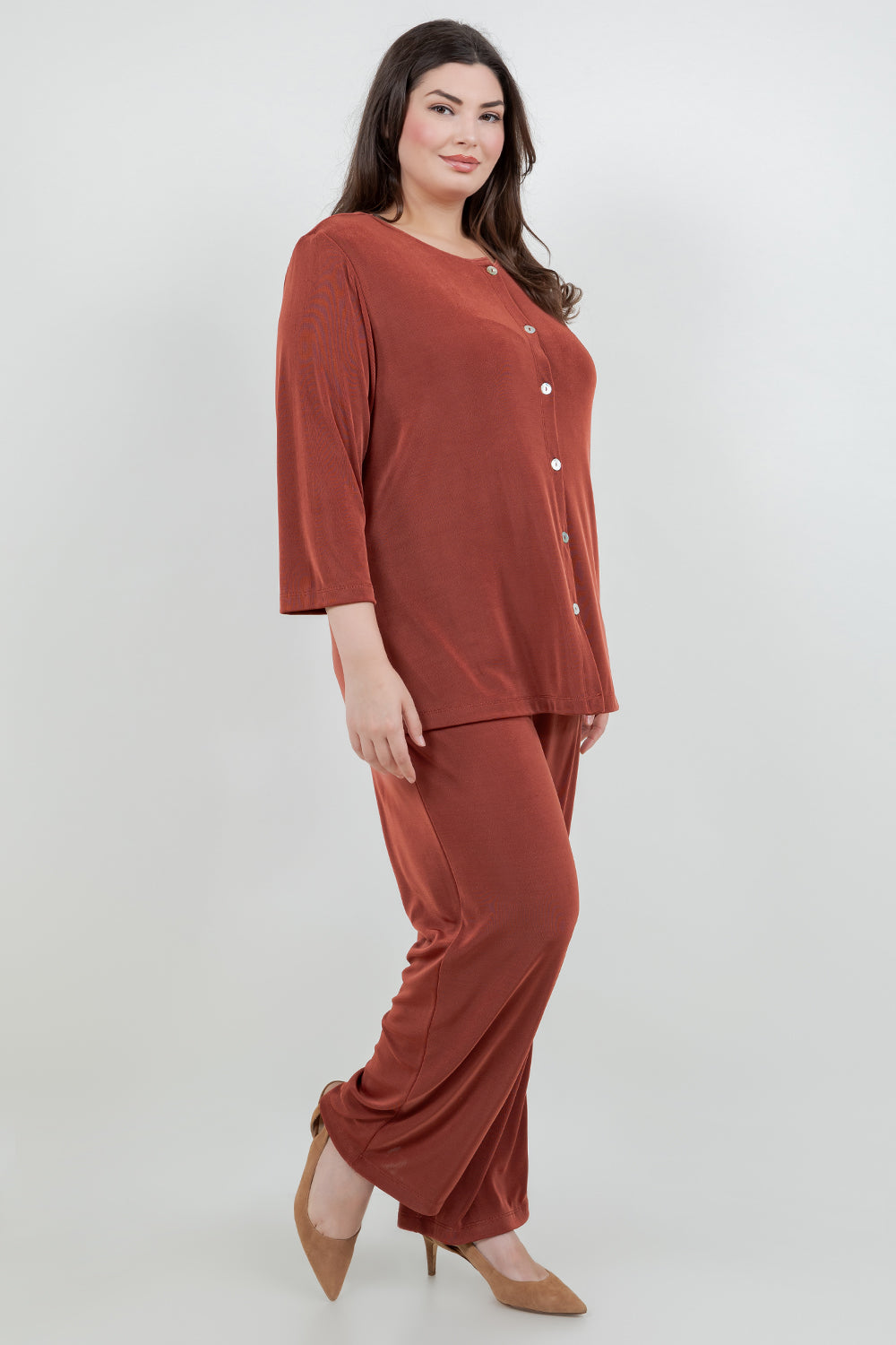 Jackets Vikki Vi Classic Cinnamon 3/4 Sleeve Cardigan
