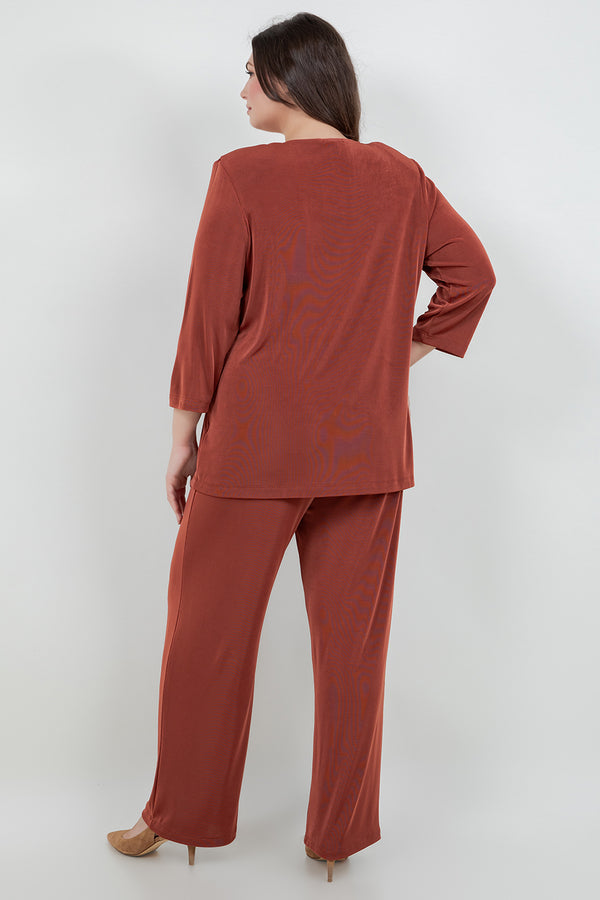 Vikki Vi Classic Cinnamon 3/4 Sleeve Cardigan