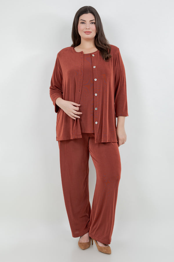 Vikki Vi Classic Cinnamon 3/4 Sleeve Cardigan