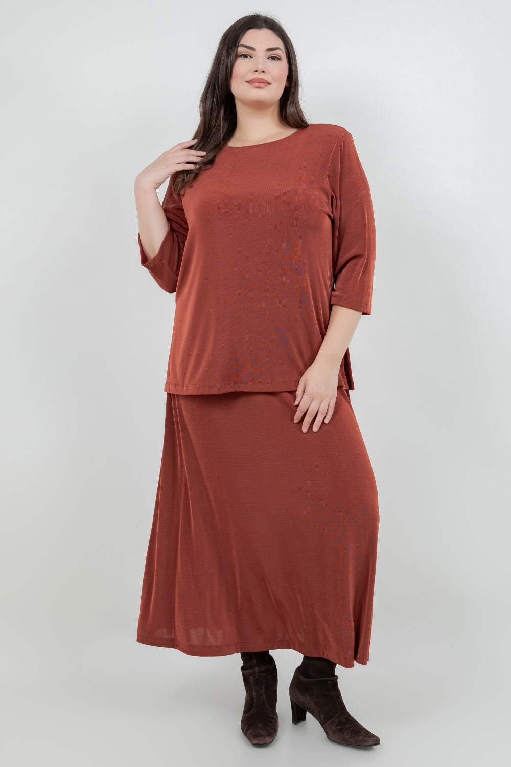 Tops Vikki Vi Classic Cinnamon 3/4 Sleeve Top