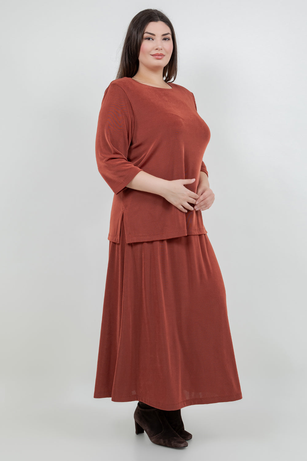Tops Vikki Vi Classic Cinnamon 3/4 Sleeve Top