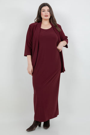 Vikki Vi Jersey Bordeaux 3/4 Sleeve Kimono Jacket
