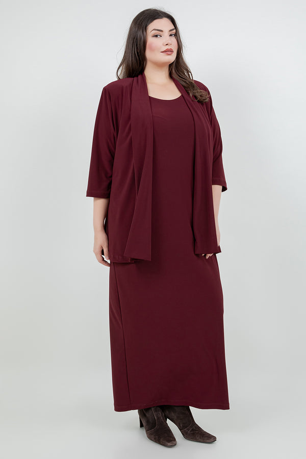Vikki Vi Jersey Bordeaux 3/4 Sleeve Kimono Jacket