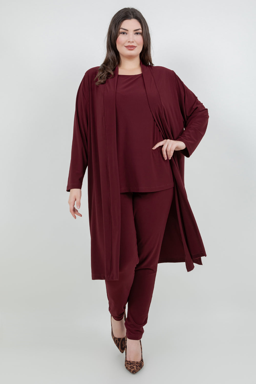 Pants Vikki Vi Jersey Bordeaux Slim Leg Pant