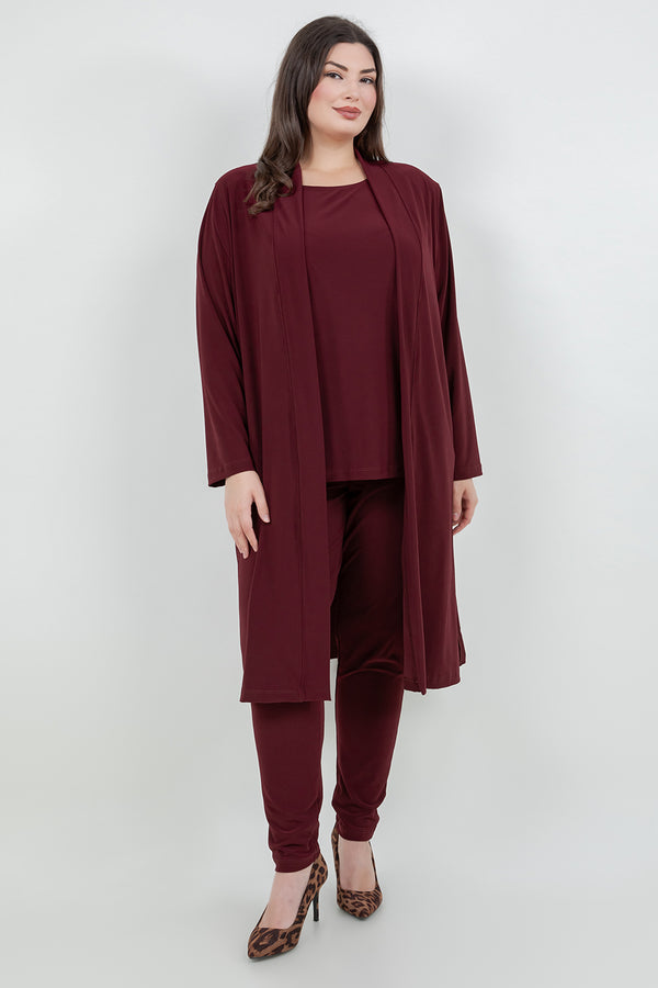 Vikki Vi Jersey Bordeaux Long Sleeve Kimono Duster