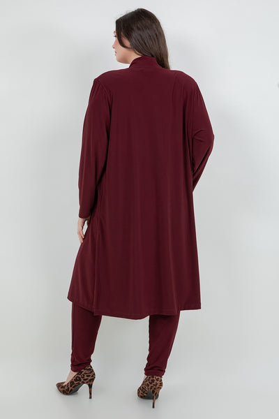 Vikki Vi Jersey Bordeaux Long Sleeve Kimono Duster