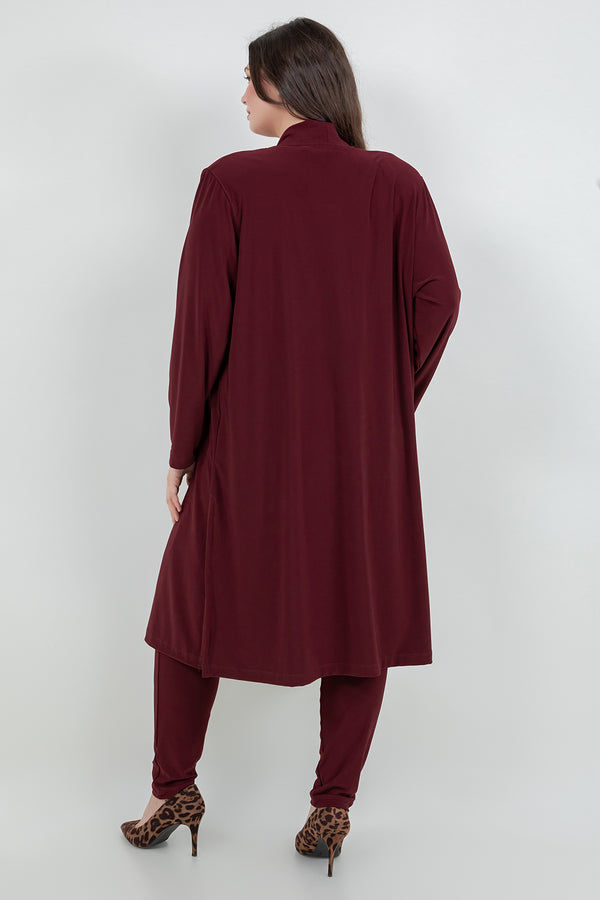 Vikki Vi Jersey Bordeaux Long Sleeve Kimono Duster