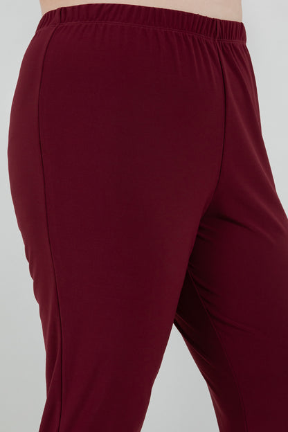 Pants Vikki Vi Jersey Bordeaux Slim Leg Pant