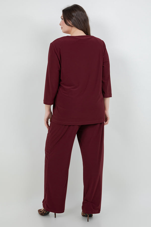 Vikki Vi Jersey Bordeaux Cardigan