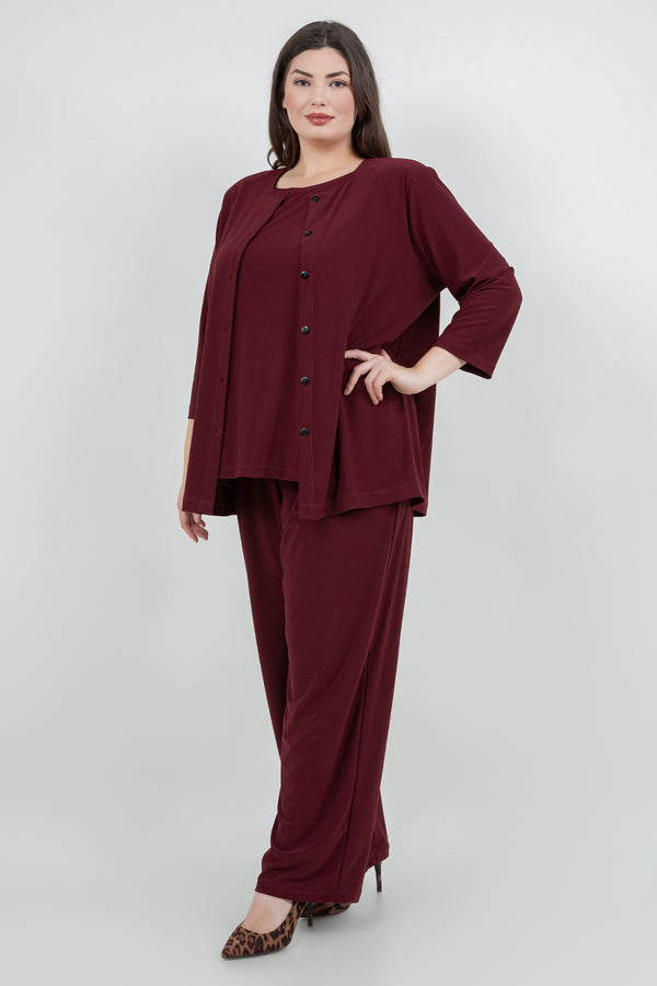 Vikki Vi Jersey Bordeaux Cardigan