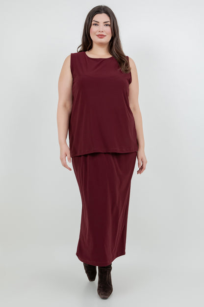 Skirts Vikki Vi Jersey Bordeaux Straight Maxi Skirt