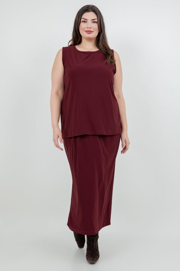 Vikki Vi Jersey Bordeaux Straight Maxi Skirt