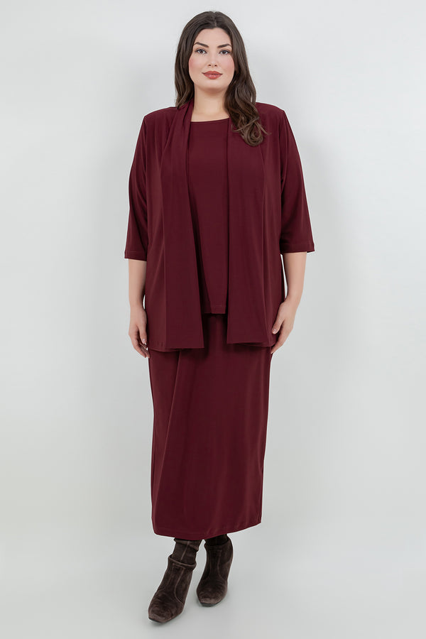 Vikki Vi Jersey Bordeaux 3/4 Sleeve Kimono Jacket