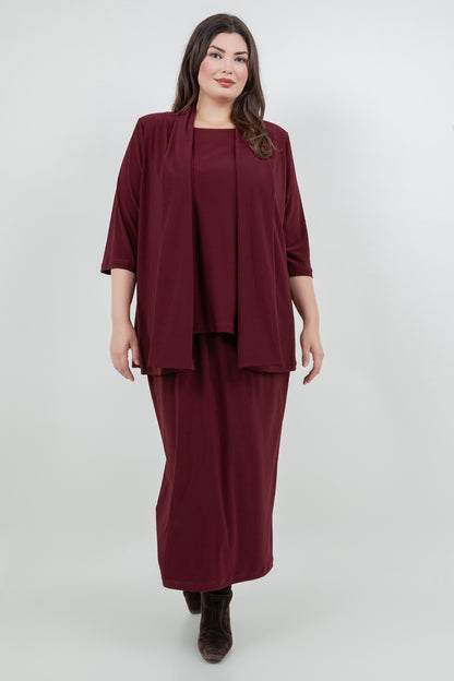 Jackets Vikki Vi Jersey Bordeaux 3/4 Sleeve Kimono Jacket