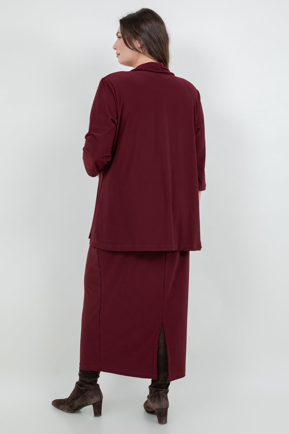 Jackets Vikki Vi Jersey Bordeaux 3/4 Sleeve Kimono Jacket