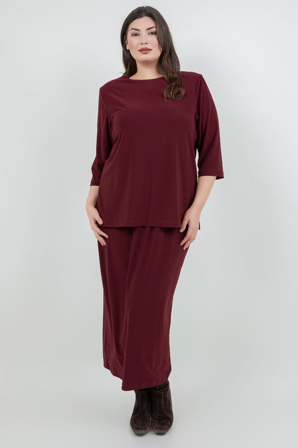 Vikki Vi Jersey Bordeaux 3/4 Sleeve Top