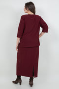 Vikki Vi Jersey Bordeaux 3/4 Sleeve Top
