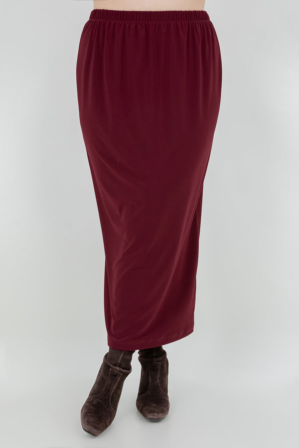 Vikki Vi Jersey Bordeaux Straight Maxi Skirt
