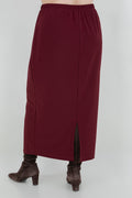 Vikki Vi Jersey Bordeaux Straight Maxi Skirt