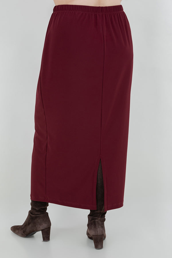 Vikki Vi Jersey Bordeaux Straight Maxi Skirt