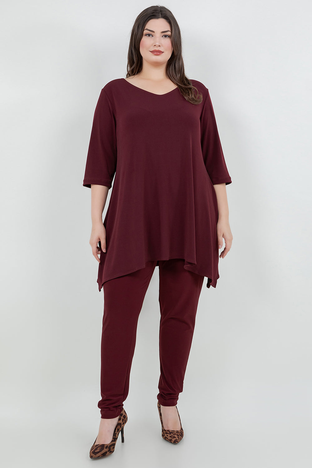 Pants Vikki Vi Jersey Bordeaux Slim Leg Pant