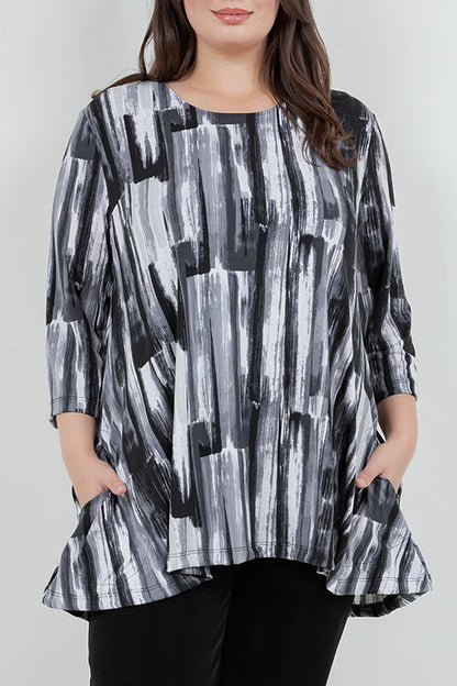 Tops Vikki Vi Jersey Brushstroke Pocket Swing Tunic