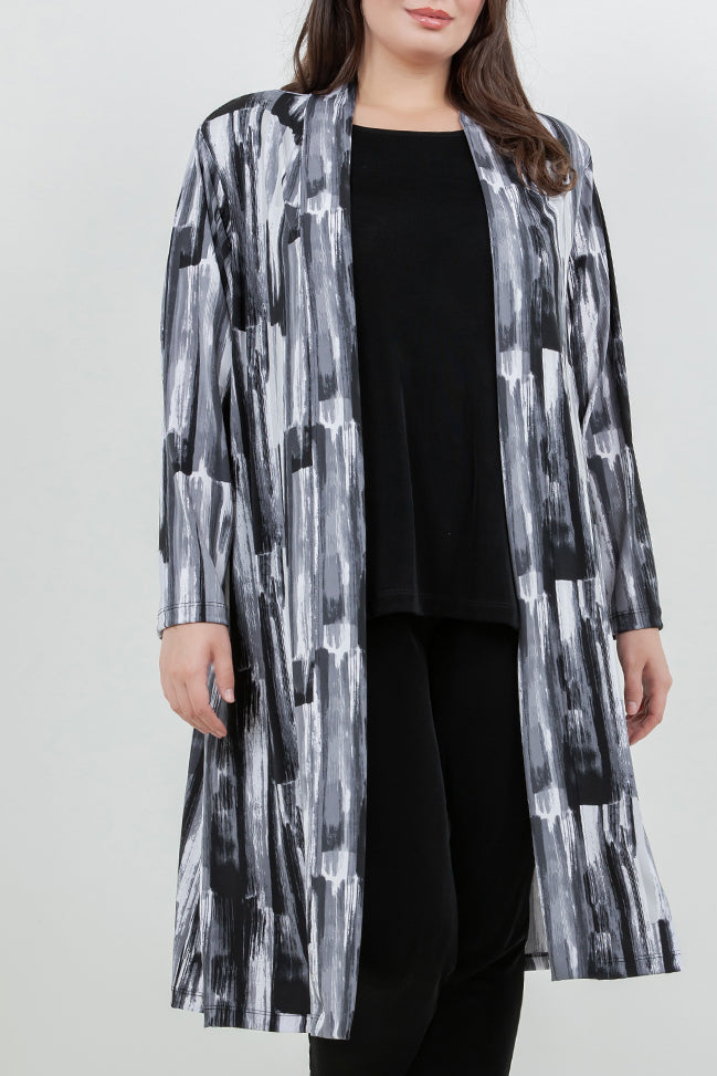 Vikki Vi Jersey Brushstroke Long Sleeve Kimono Duster