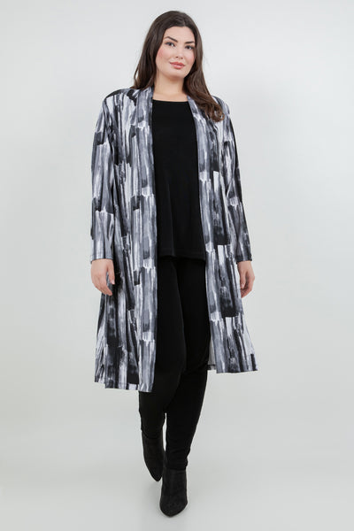 Vikki Vi Jersey Brushstroke Long Sleeve Kimono Duster