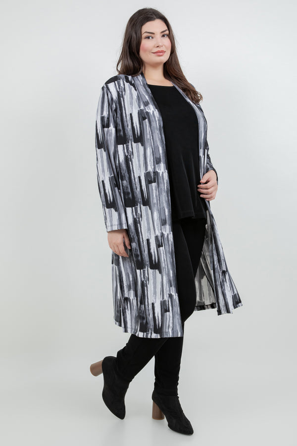 Vikki Vi Jersey Brushstroke Long Sleeve Kimono Duster