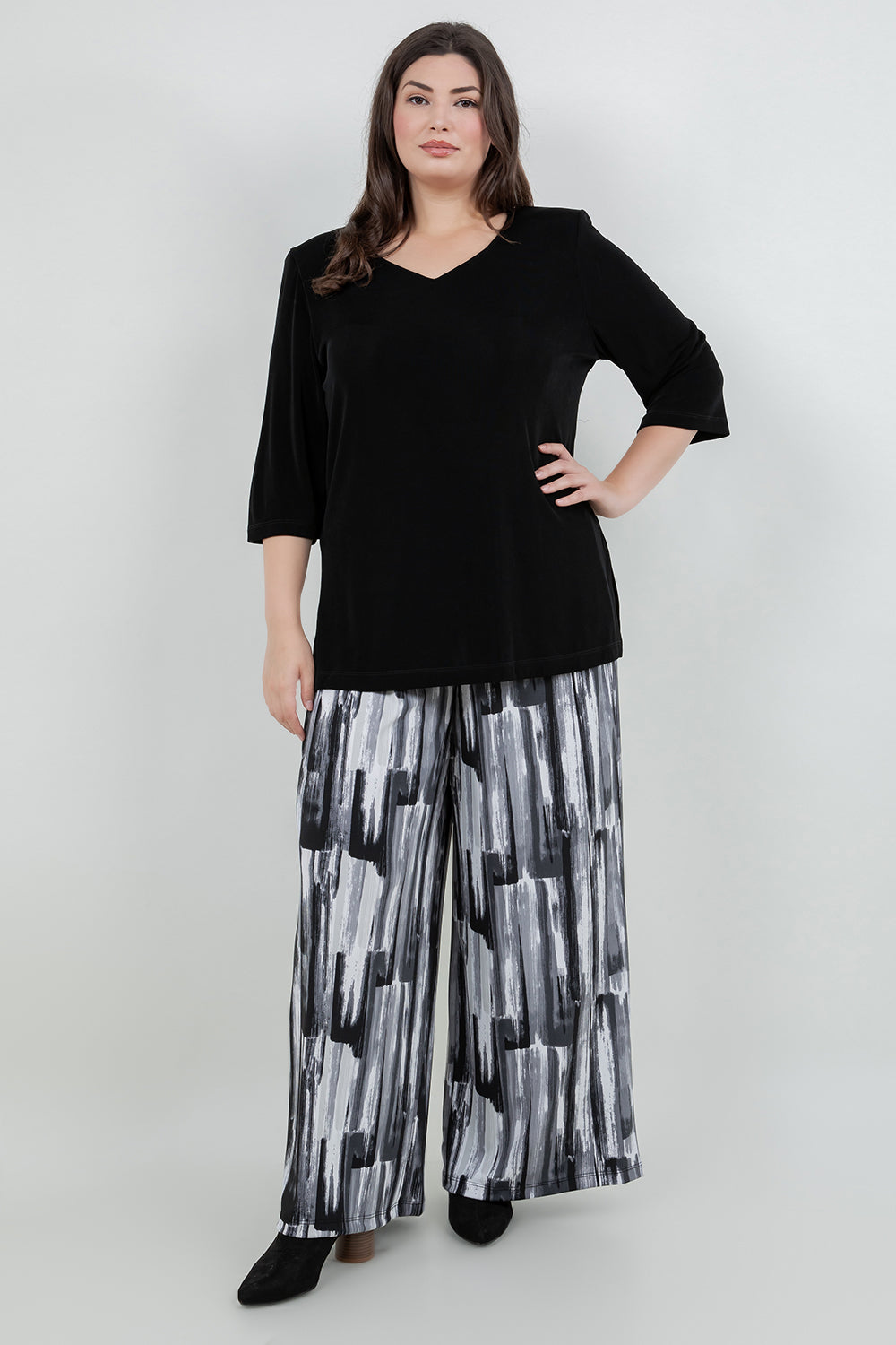 Pants Vikki Vi Jersey Brushstroke Wide Leg Pant