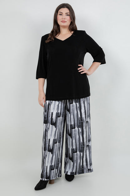 Pants Vikki Vi Jersey Brushstroke Wide Leg Pant