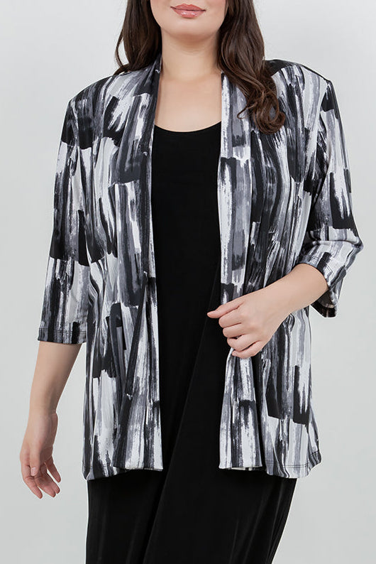 Jackets Vikki Vi Jersey Brushstroke 3/4 Sleeve Kimono Jacket