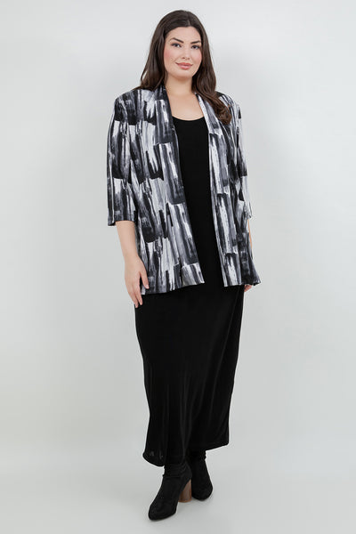 Vikki Vi Jersey Brushstroke 3/4 Sleeve Kimono Jacket