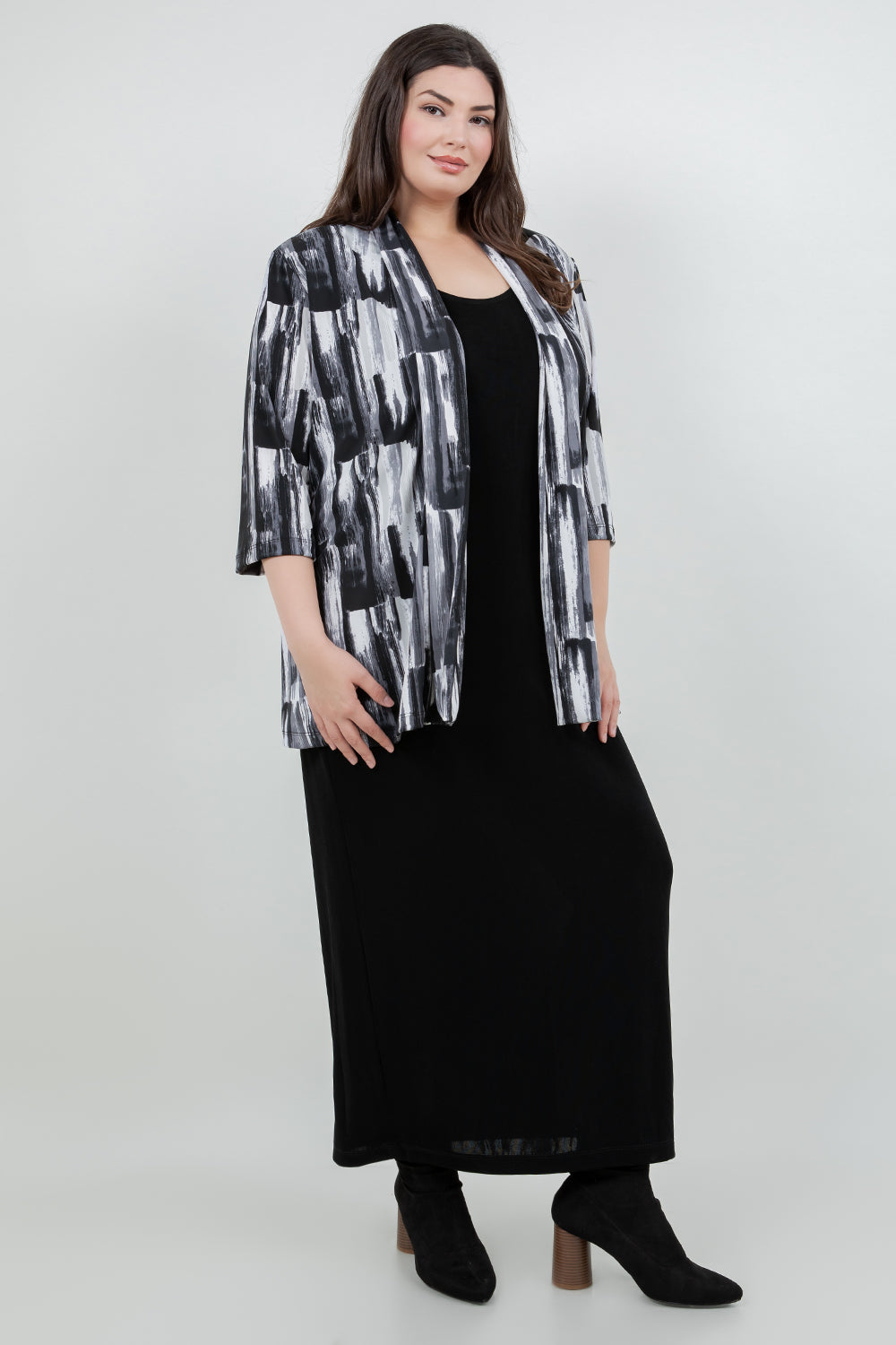 Jackets Vikki Vi Jersey Brushstroke 3/4 Sleeve Kimono Jacket