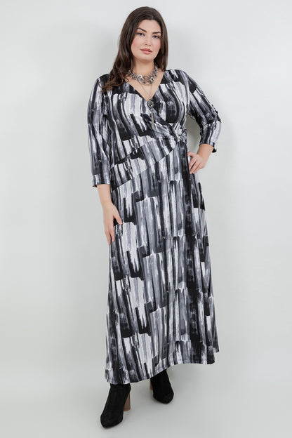 Dresses Vikki Vi Jersey Brushstroke Faux Wrap Maxi Dress