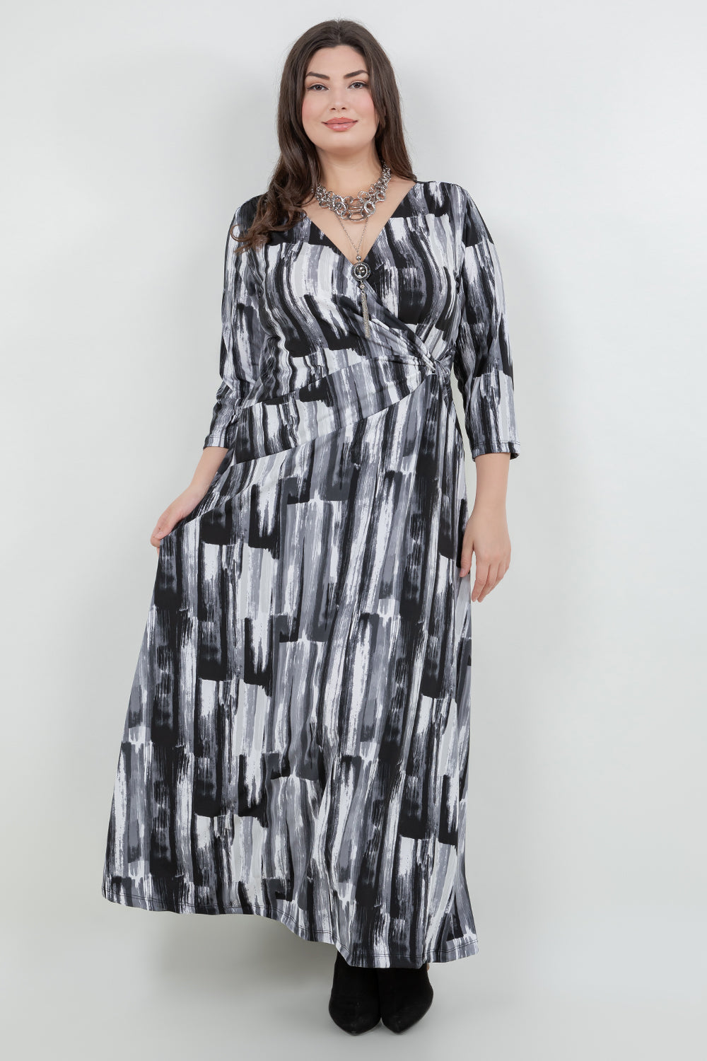 Dresses Vikki Vi Jersey Brushstroke Faux Wrap Maxi Dress