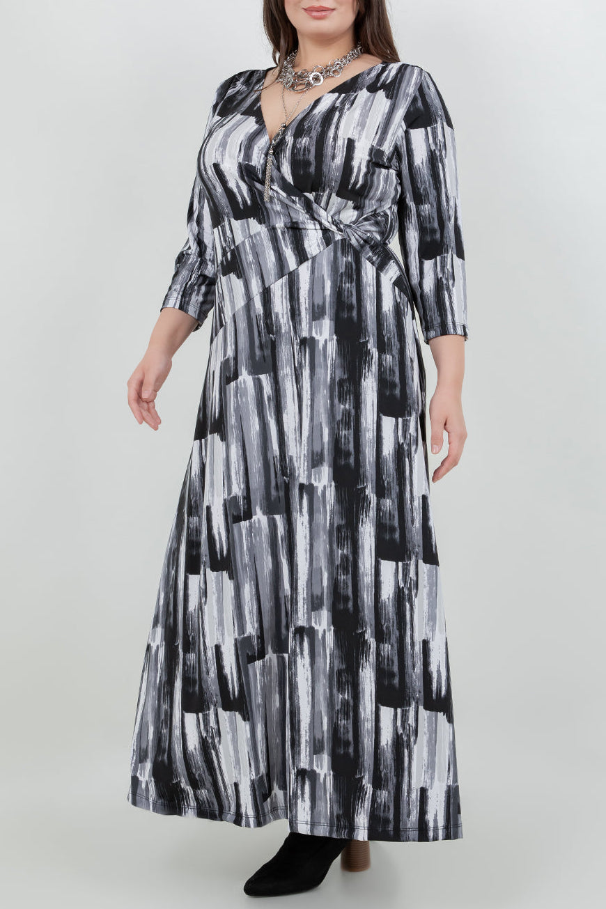 Dresses Vikki Vi Jersey Brushstroke Faux Wrap Maxi Dress