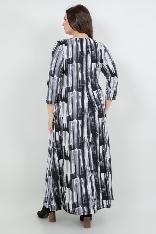 Vikki Vi Jersey Brushstroke Faux Wrap Maxi Dress